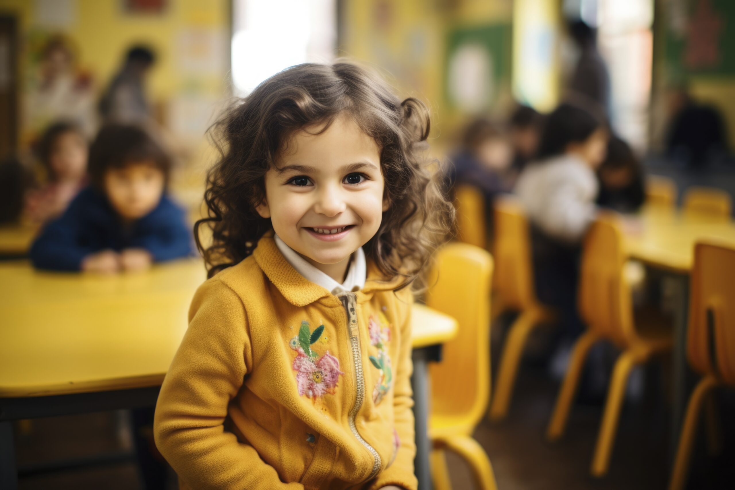 portrait young girl student attending school